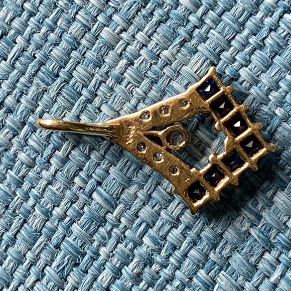 Genuine Sapphires and Diamonds 14k Gold Pendant - Picture 14 of 17